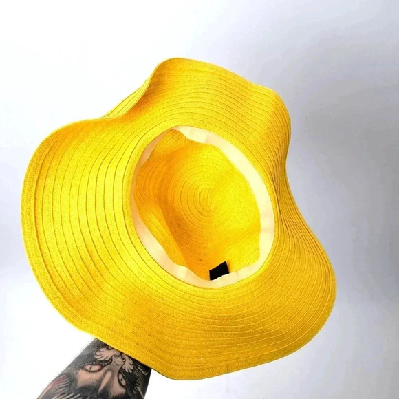 NEW Floppy Summer Sunshine Yellow Widebrim Hat - Picture 3 of 9